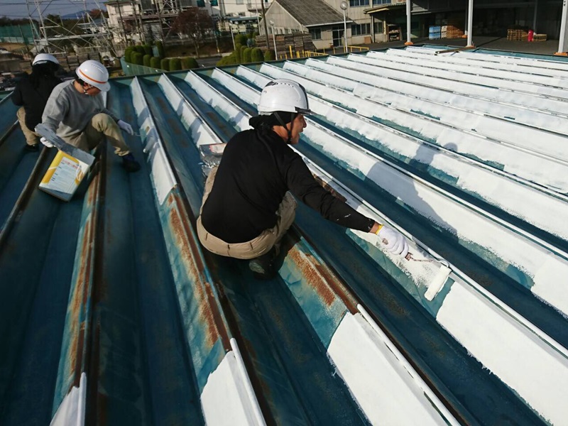 岐阜県　可児市　某工場　折版屋根　遮熱塗装工事